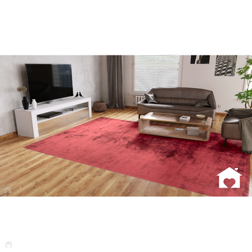 Katherine Carnaby Chrome Luxury Modern Plain Distressed Tonal Metallic Shimmer Hand-Woven High-Density Heavyweight Soft Textured Silky Viscose Claret Red Rug-Asiatic Carpets-Rug Love - The Most Loved Rug Store